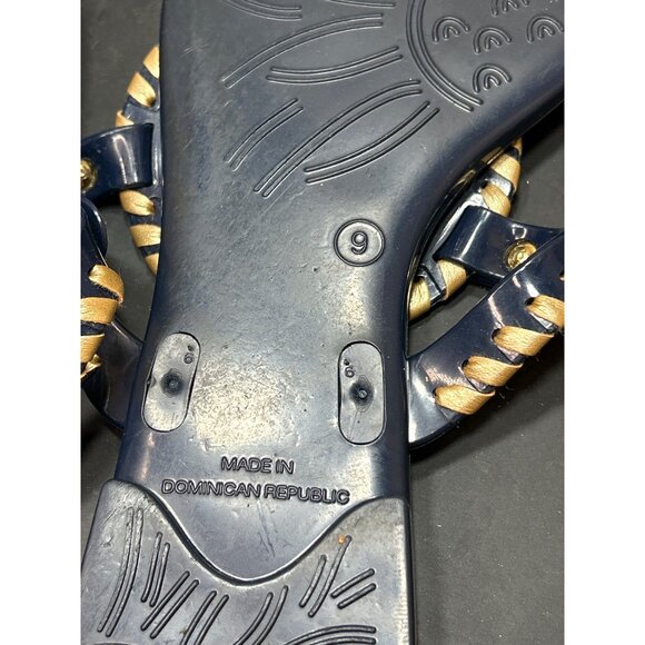 Jack Rogers Womens Navy & Gold Jelly Sandals Size 9 With Sunburst Design - Picture 7 of 7